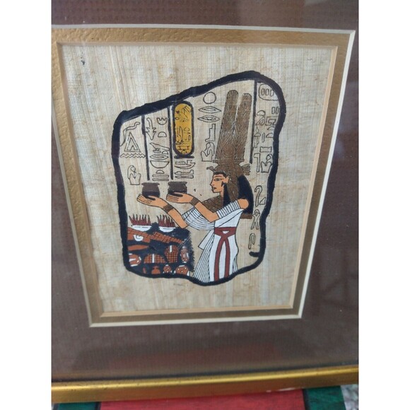 Contemporary Egyptian Style Papyrus Egyptian Handpainted Isis Goddess - Picture 2 of 7